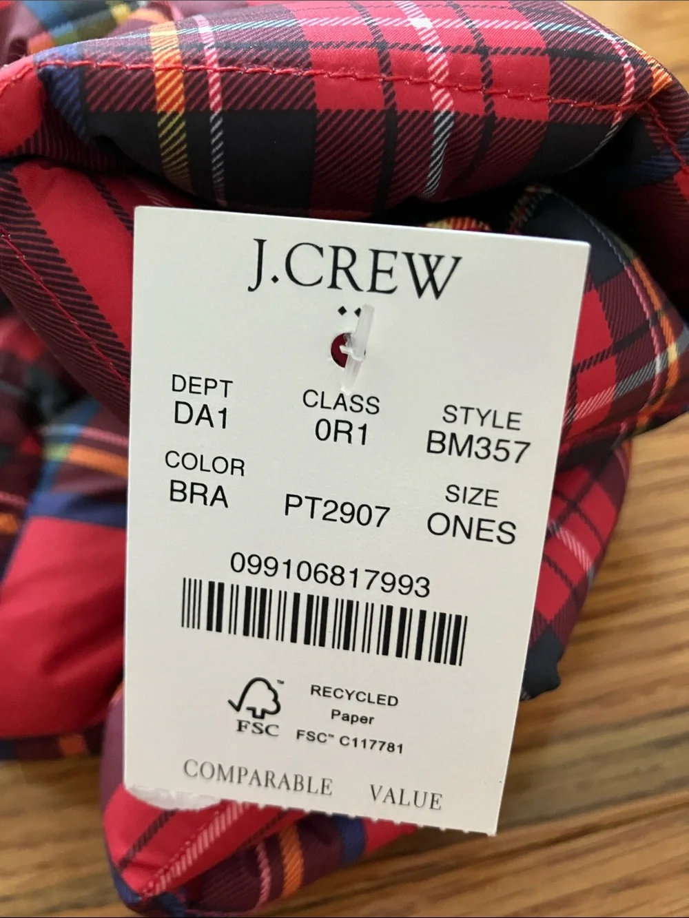 NWT J. Crew Factory Women’s Red Plaid Mittens
